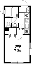 エミネンス千早 2階1Kの間取り