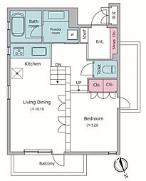 NTPRレジデンス下馬 ワンルームの間取図画像