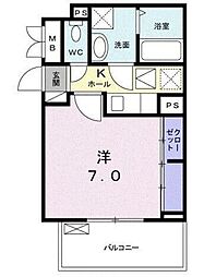 リバーセゾン北戸田 1Kの間取図画像