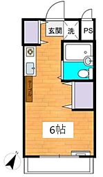 AXELモイスチャーガーデン堀之内 ワンルームの間取図画像