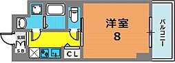 レジデンス三宮東GROU5 1Kの間取図画像