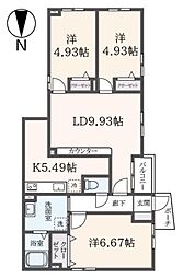 アンジュ・ブルー 3LDKの間取図画像