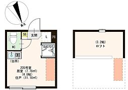 ヴェローナ平井 1階ワンルームの間取り