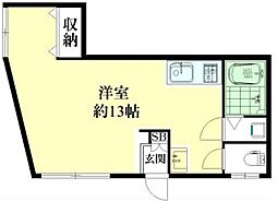 西尾久1丁目ハイツ ワンルームの間取図画像