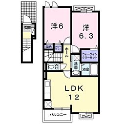 ユニゾン 2LDKの間取図画像
