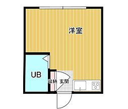 ホワイトヒルズ ワンルームの間取図画像
