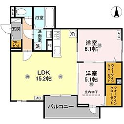 Osaka Metro長堀鶴見緑地線 今福鶴見駅 徒歩8分の賃貸アパート 3階2LDKの間取り