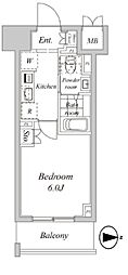 プラウドフラット神楽坂2 1Kの間取図画像