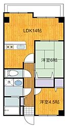 プワソンルージュ 3階2LDKの間取り