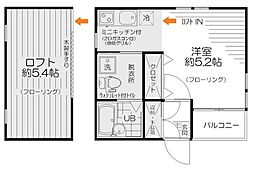 メゾンフェリーチェ 2階ワンルームの間取り