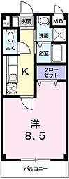 JR東海道・山陽本線 立花駅 徒歩14分の賃貸アパート 2階1Kの間取り