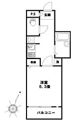 マリオン駒場 1階1Kの間取り