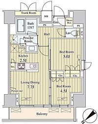 セリオ落合東中野 2LDKの間取図画像
