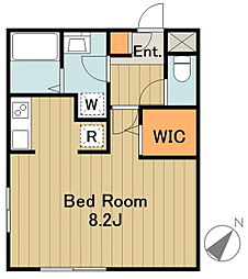 京王相模原線 京王堀之内駅 徒歩15分の賃貸マンション 2階1Kの間取り