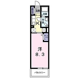 グラン　アルカンシェル 3階1Kの間取り