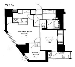 フレンシア菊川 3階2LDKの間取り
