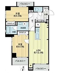 アビテ曙橋 2LDKの間取図画像
