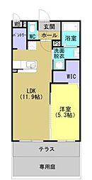レジデンス平佐西通り 1LDKの間取図画像