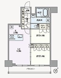 アジールコート汐浜キャナル 12階2LDKの間取り