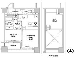 コンフォリア新川 1LDKの間取図画像