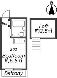 ペアパレス徳丸 ワンルームの間取図画像