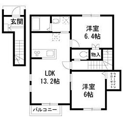 クレールメゾン 2階2LDKの間取り