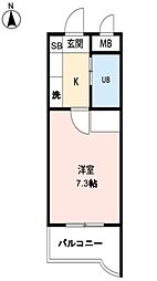 PLENDY与野 3階1Kの間取り