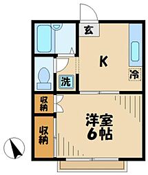 泉ハイツ 1階1Kの間取り