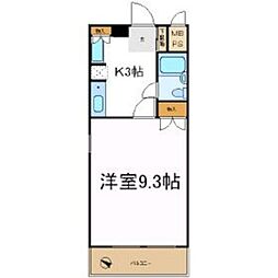 グローリア初穂新小岩 5階1Kの間取り