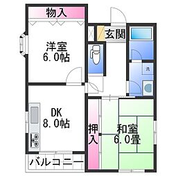 森本マンション 1階2DKの間取り
