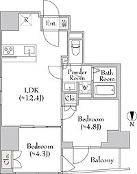 ルミークアン入谷 2LDKの間取図画像