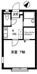 シャルマン 1Kの間取図画像