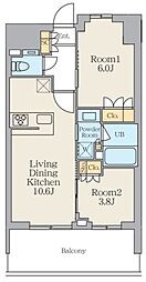 クレストコート王子 2LDKの間取図画像