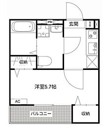 ＭＱｕａｒｔｏ新座II 2階1Kの間取り