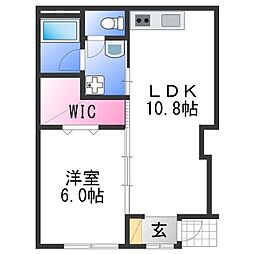 和歌山市紀三井寺アパート 1LDKの間取図画像