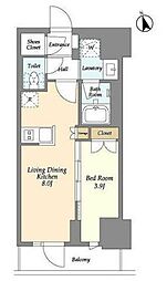 グランカーサ船堀II 12階1LDKの間取り