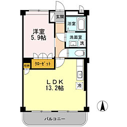 シャランテ橘1 1LDKの間取図画像