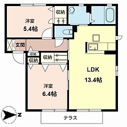 カーサミーアA 2LDKの間取図画像