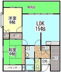 クレスト町田I2号棟 1階2LDKの間取り