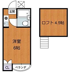 パン多摩川 2階1Kの間取り
