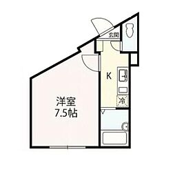 プランドール 1階1Kの間取り