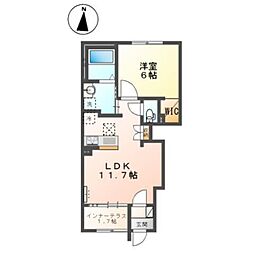 Arietta Haradani 1階1LDKの間取り