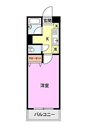 ベロウ桜城 1Kの間取図画像