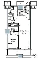 ザ・東京タワーズミッドタワー 29階1LDKの間取り