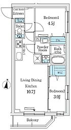 primeBliss中野富士見町1 2LDKの間取図画像