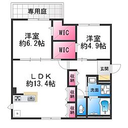 南海線 諏訪ノ森駅 徒歩7分の賃貸アパート 1階2LDKの間取り