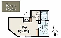 フィエルテ東向島 3階ワンルームの間取り