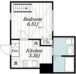 メゾンドルル 1階1Kの間取り
