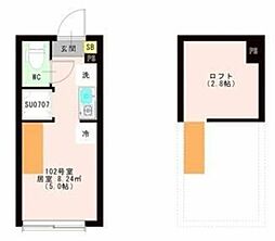 ＯＴＡＳ 代田橋 1階ワンルームの間取り