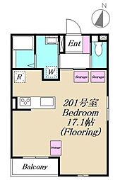 ルーチェ上馬 1階ワンルームの間取り